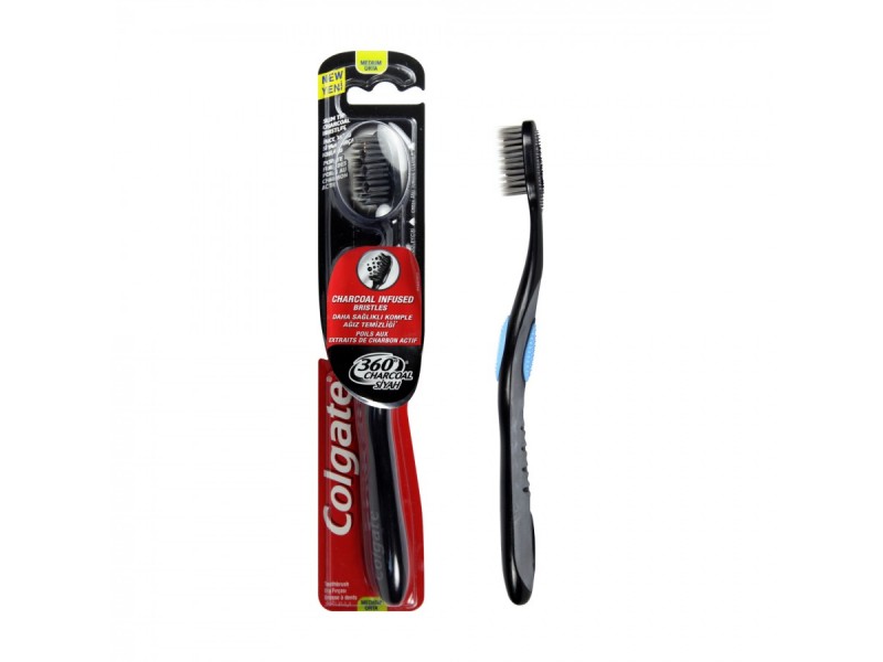 COLGATE Tooth Brush 360 CHARCOL MEDIUM 21657 COLGATE Tooth Brush 360 CHARCOL MEDIUM 21657