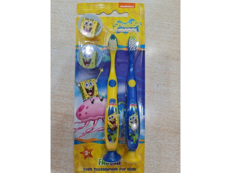 SPONGEBOB 2542 TWO BRUSH COVER AND BASE SPONGEBOB 2542 TWO BRUSH COVER AND BASE