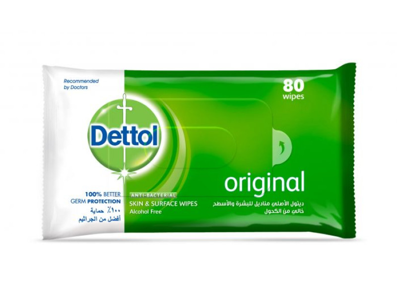 DETTOL WIPES ANTI BACTERIAL 80P 46830