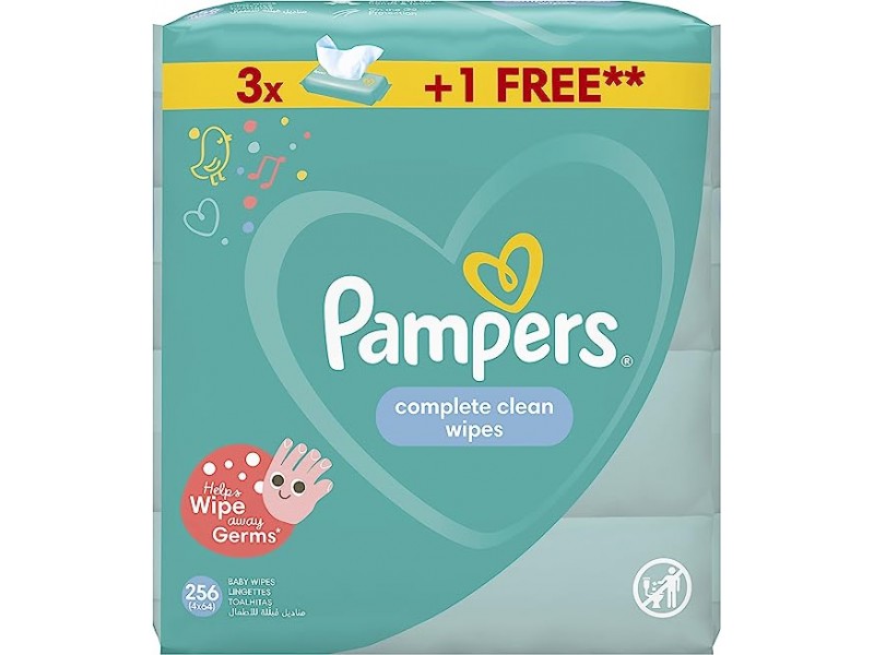 PAMPERS WIPS 3+1(4X64=256) COMPLETE CLEAN PAMPERS WIPS 3+1(4X64=256) COMPLETE CLEAN